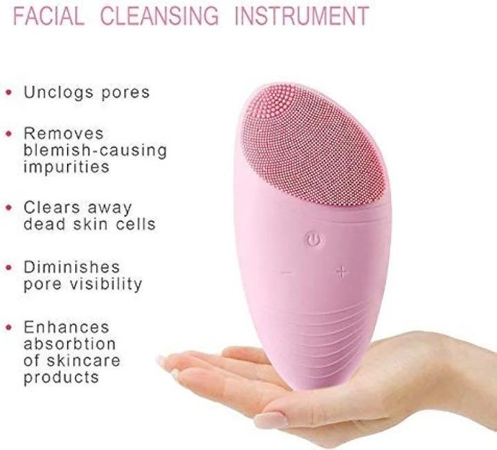 Rechargeable Waterptoof Facial Cleansing Massager Brush 1 Pcs Easy Clean Silicon Tool
