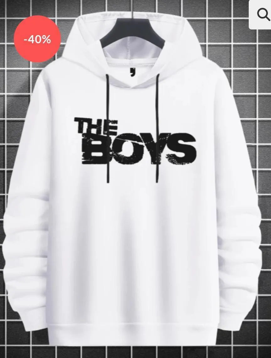 [Black Boys ] Polyester Fleece Printed Hoodie