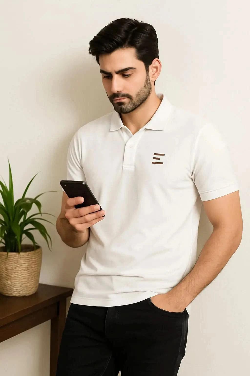 Classic White Polo Shirt for Men - Premium Casual Wear