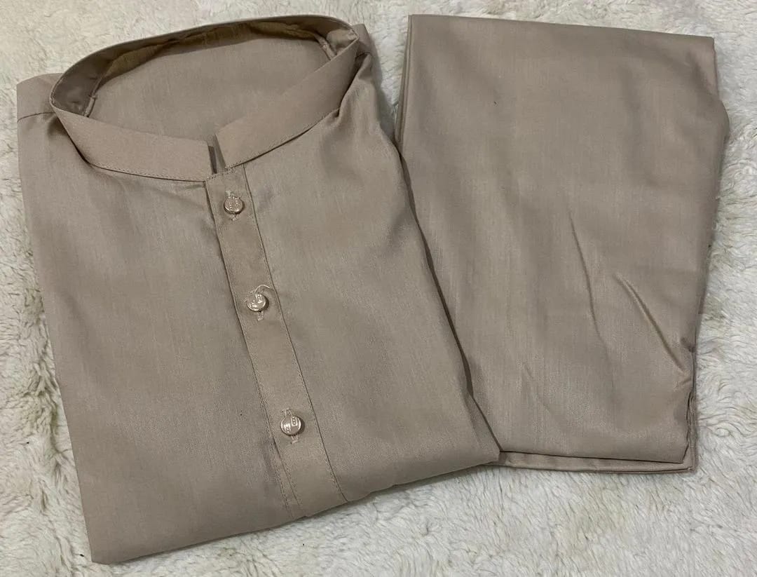 Men Wash & wear plain Shalwar Kameez 2 Pcs Set