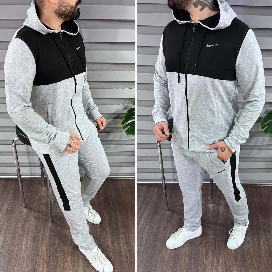 Men Fleece Hoodie Track Suit 2 Pcs Plain comfort Fit