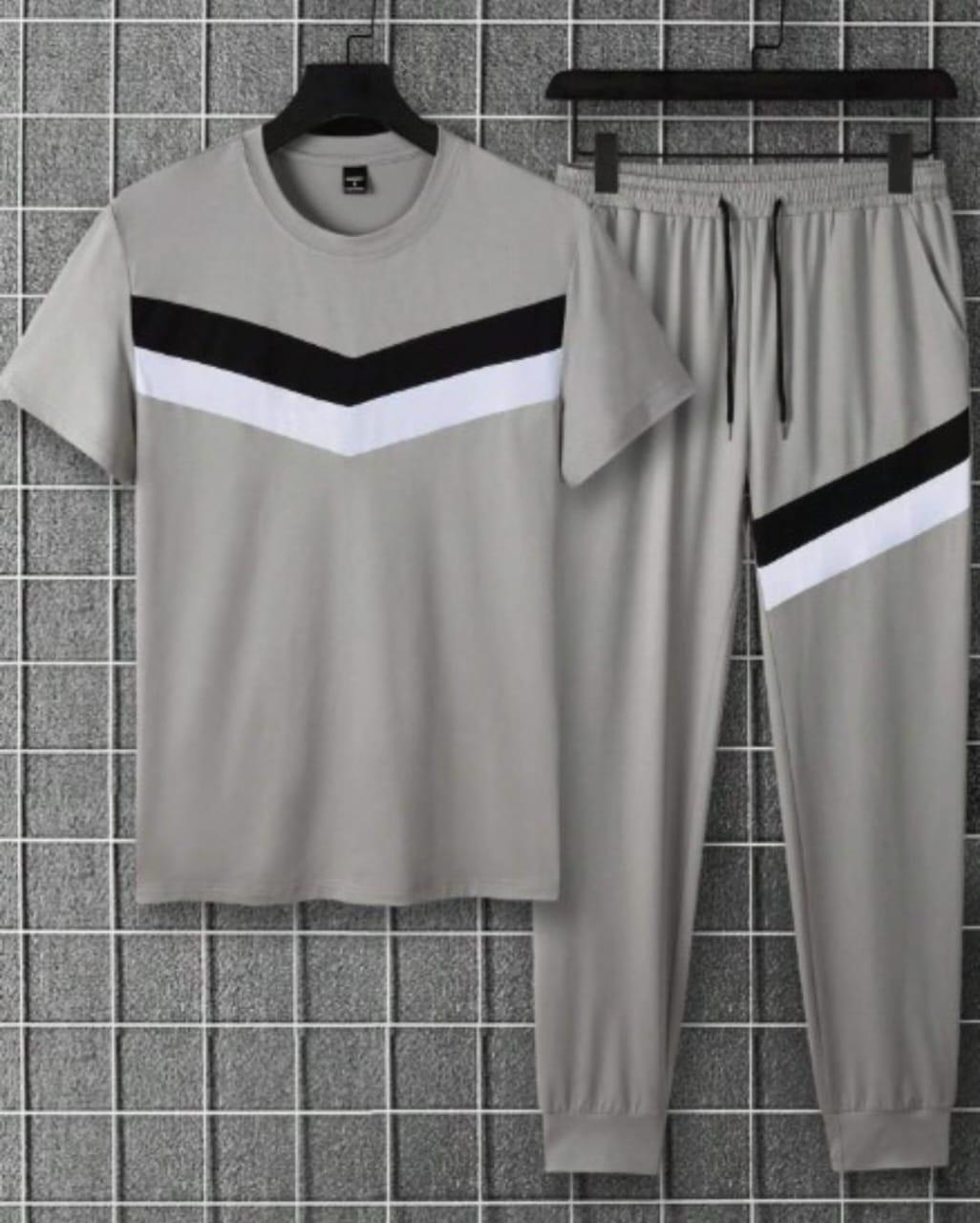 Men Grey Micro Track Suit -2 Pcs: Stylish Round Neck Shirt & Trouser