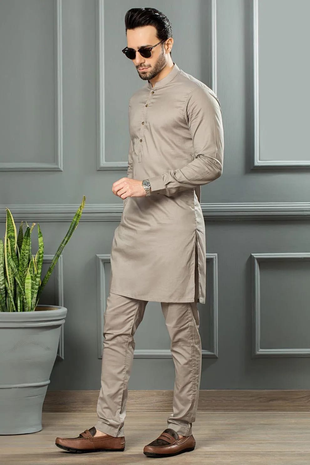 Men Wash & wear plain Shalwar Kameez 2 Pcs Set