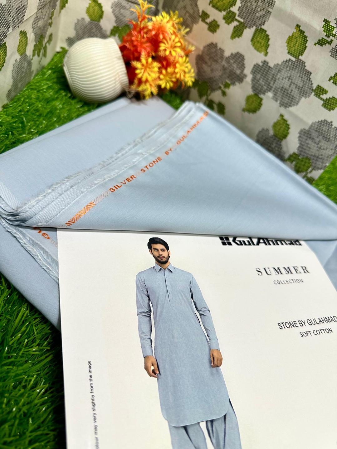 Men Unstitched Soft Cotton Plain Suit