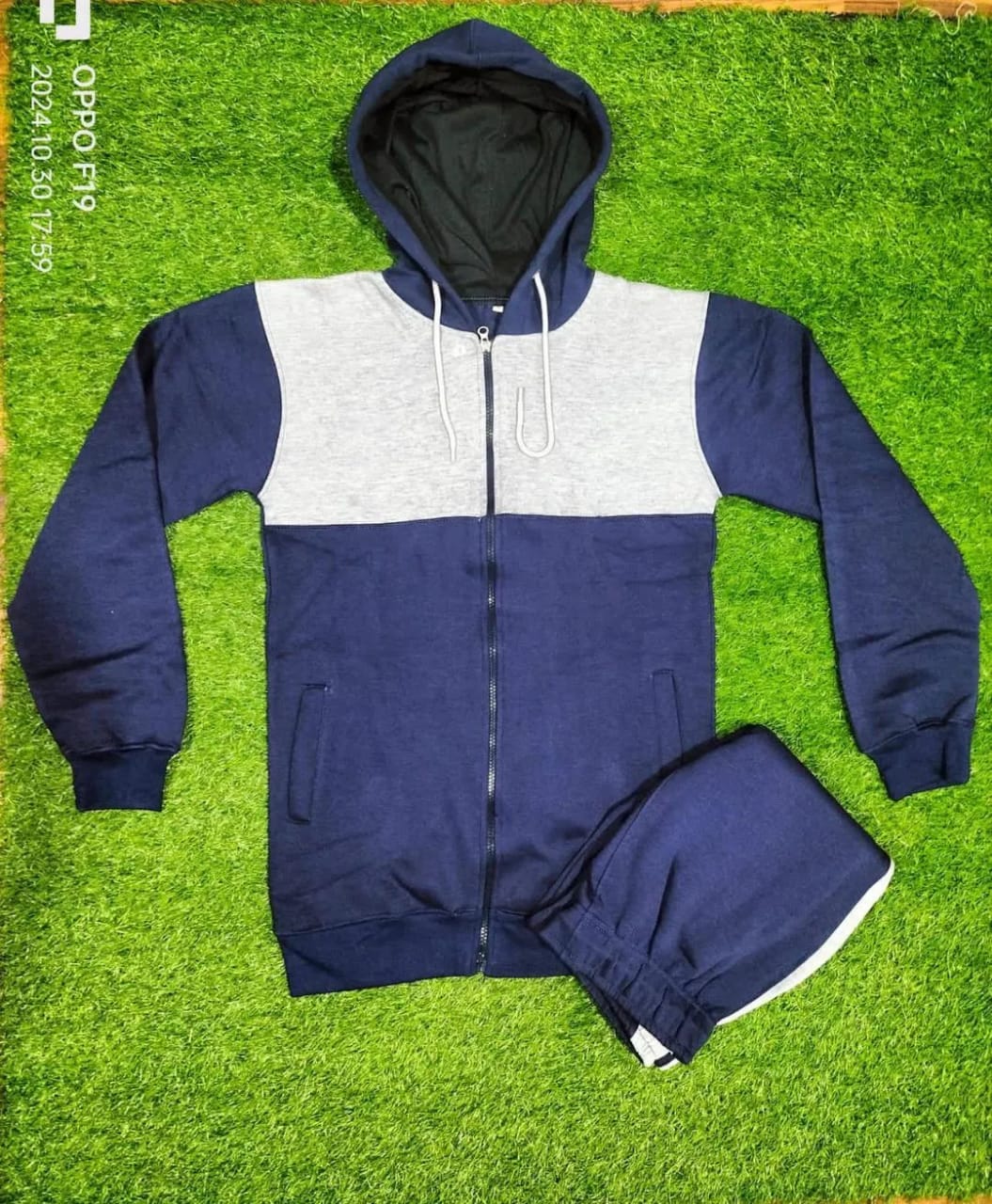 Men Fleece Hoodie Track Suit 2 Pcs Plain comfort Fit