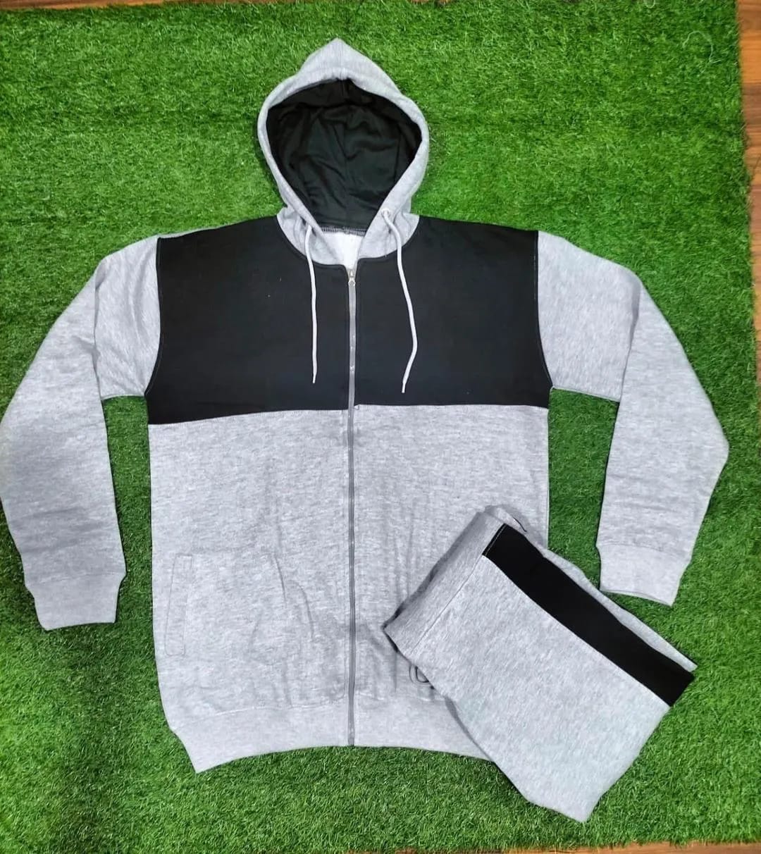 Men Fleece Hoodie Track Suit 2 Pcs Plain comfort Fit