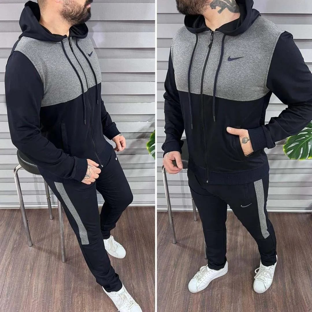 Men Fleece Hoodie Track Suit 2 Pcs Plain comfort Fit